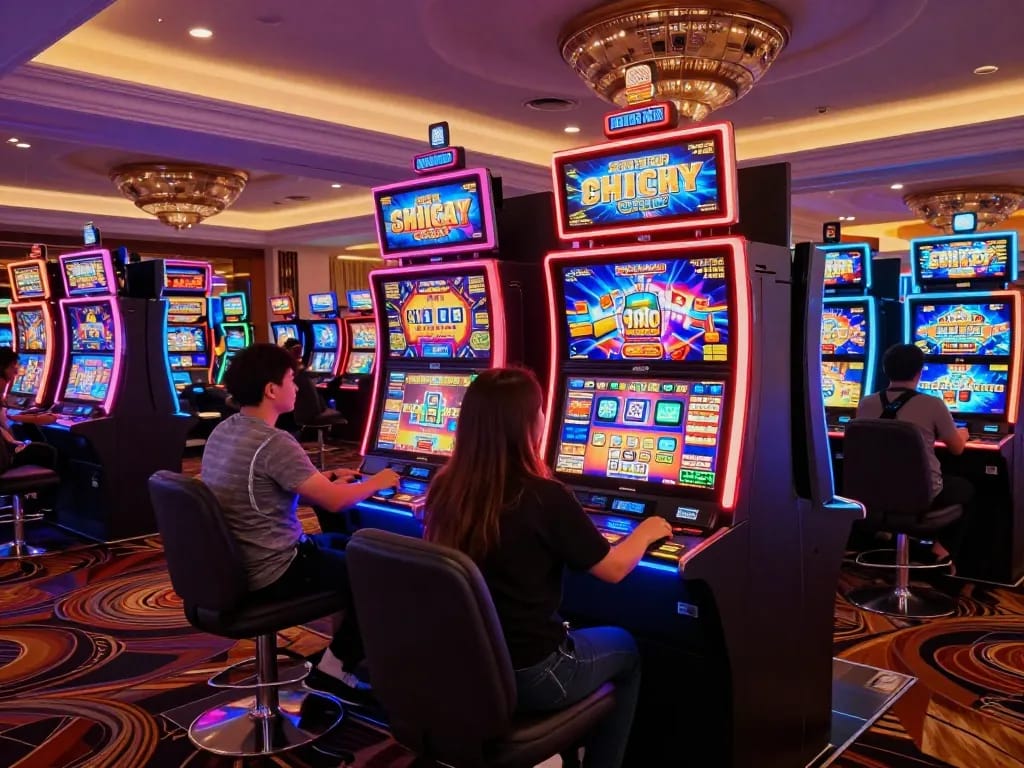 Experience the thrill of King88 slots with vibrant gameplay and excited players in an upscale casino