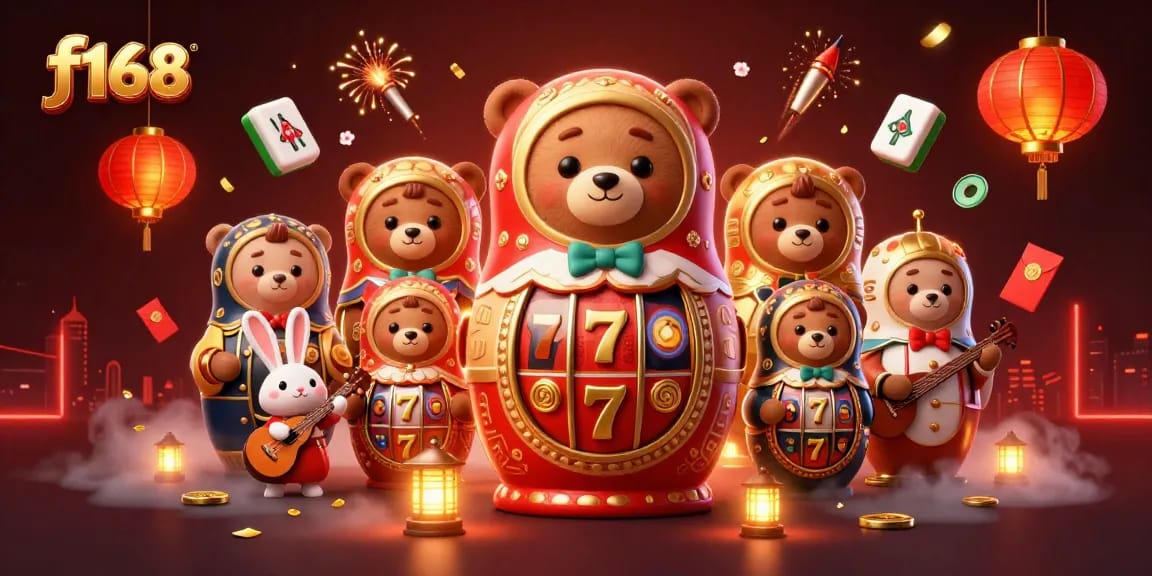 Play and win exciting games at f168 with vibrant 3D characters and casino elements in an animated scene.