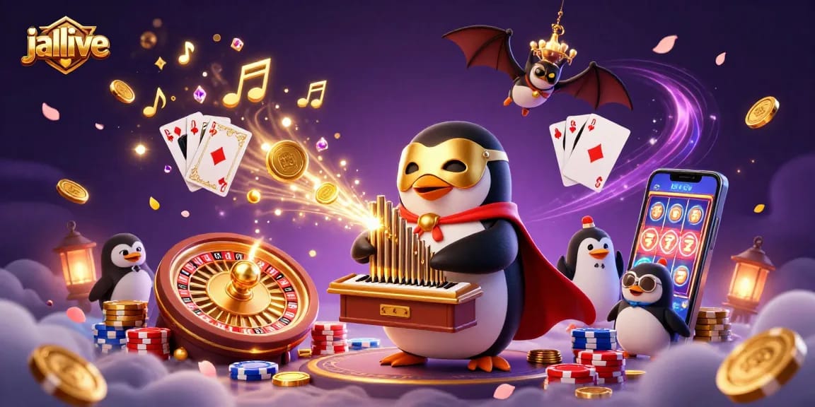 Experience jalalive's thrilling games with a vibrant casino scene featuring golden coins and lively characters.