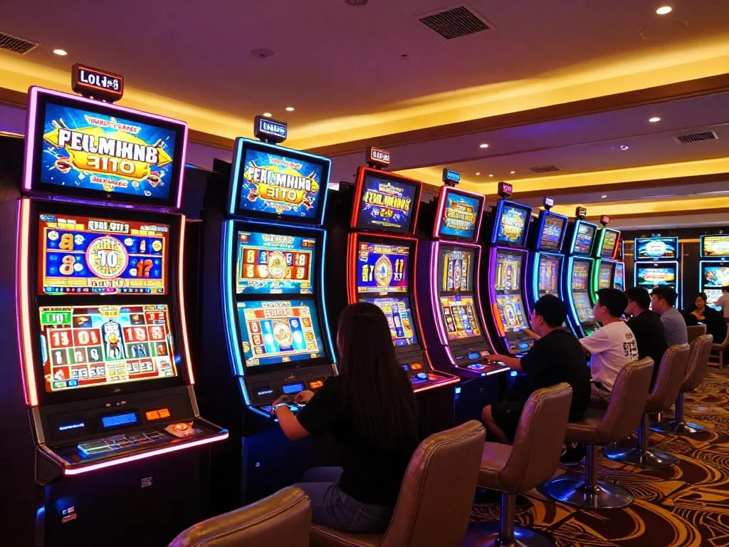 Engaging casino scene showcasing players enjoying NEGO77 slots, celebrating wins in vibrant atmosphere.