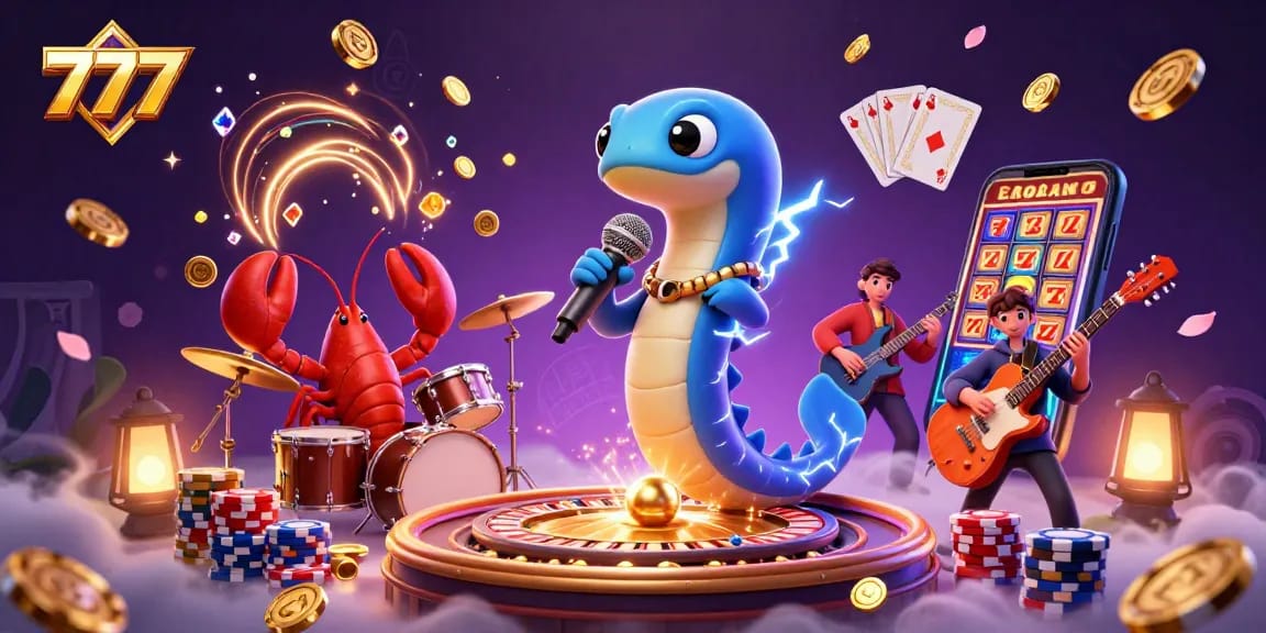 Experience thrilling 777 casino action with the electric eel DJ and lively underwater band.