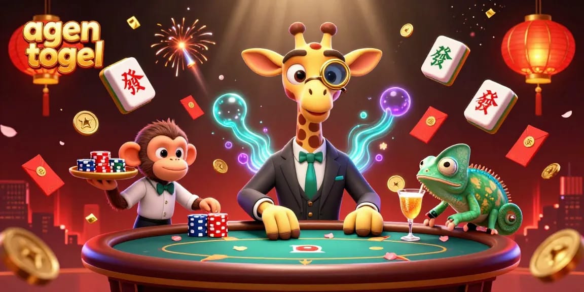 Menyusun strategi di agen togel dengan suasana kasino yang mewah dan penuh warna.