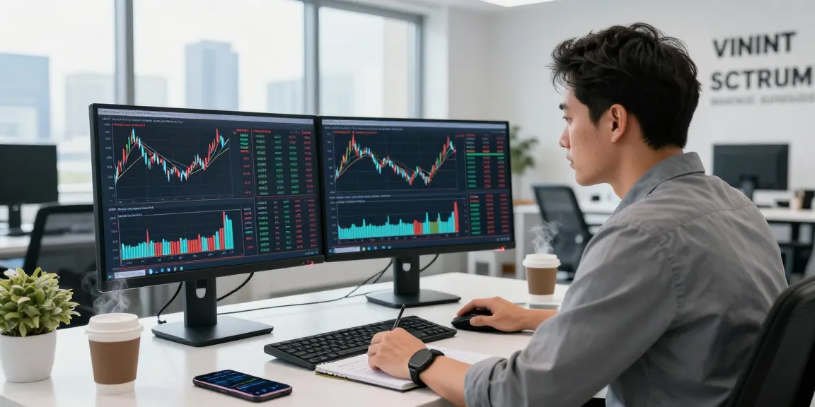 Trader analyzing link slot data in a modern office during a productive day.