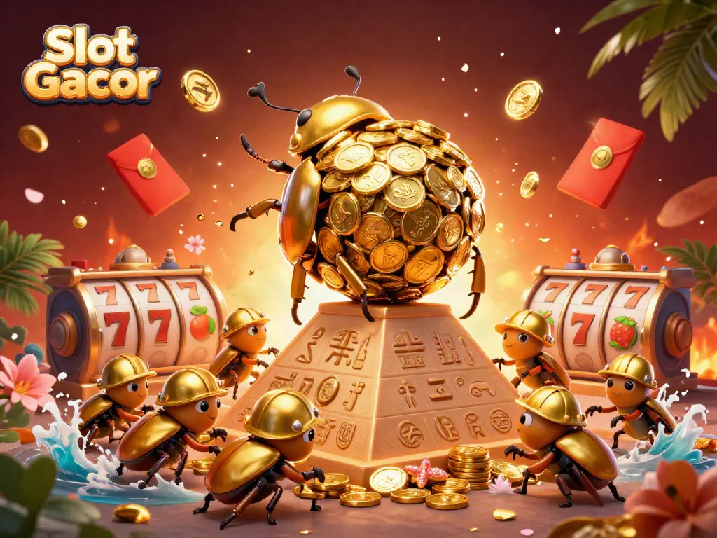 Engage with Slot Gacor’s thrilling action by watching a golden beetle roll a treasure ball up a winning pyramid.