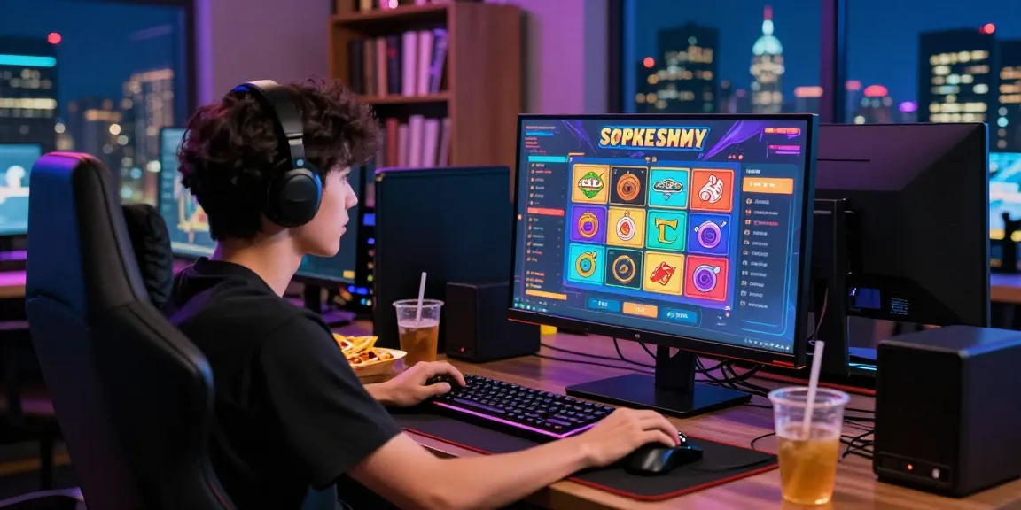 Penggemar afk toto sedang bermain lotere online dengan fokus tinggi di meja gaming modern.
