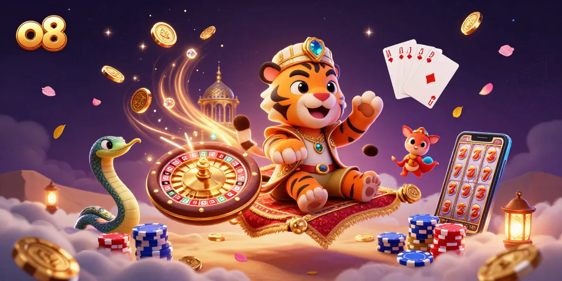 Engage in thrilling gameplay at o8 casino with animated characters and vibrant gaming elements.