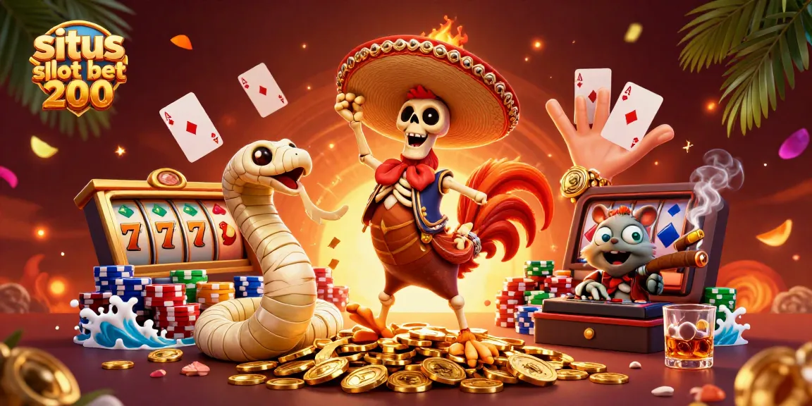 Menggoda keberuntungan dengan situs slot bet 200 melalui ilustrasi 3D bertema kasino yang berwarna-warni.