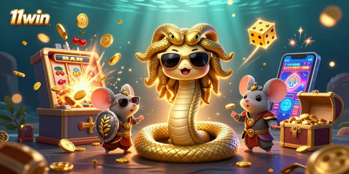 Experience the thrill of winning with 11win's vibrant casino scene featuring characters and fun gaming elements.