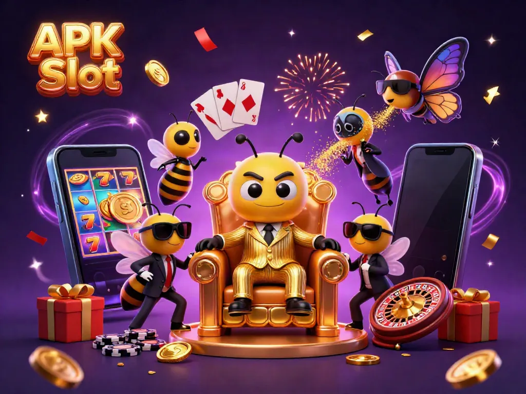 Experience exciting gameplay with APK Slot illustrated through vibrant characters and casino elements.