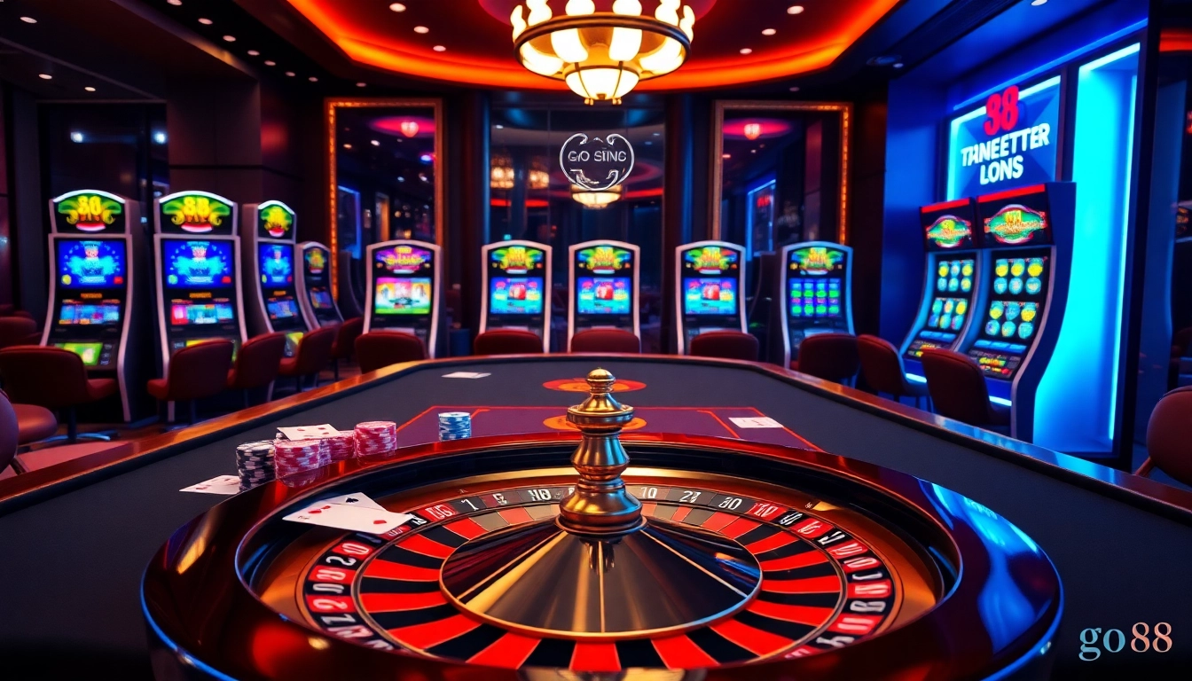 Experience luxury gaming at go 88 with a vibrant virtual poker setup filled with chips and cards.