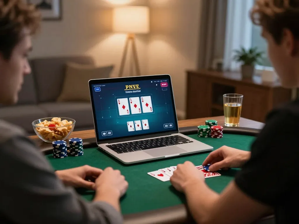 Experience Garansi Kekealahan while playing online poker in a comfortable home setting with engaging gameplay.