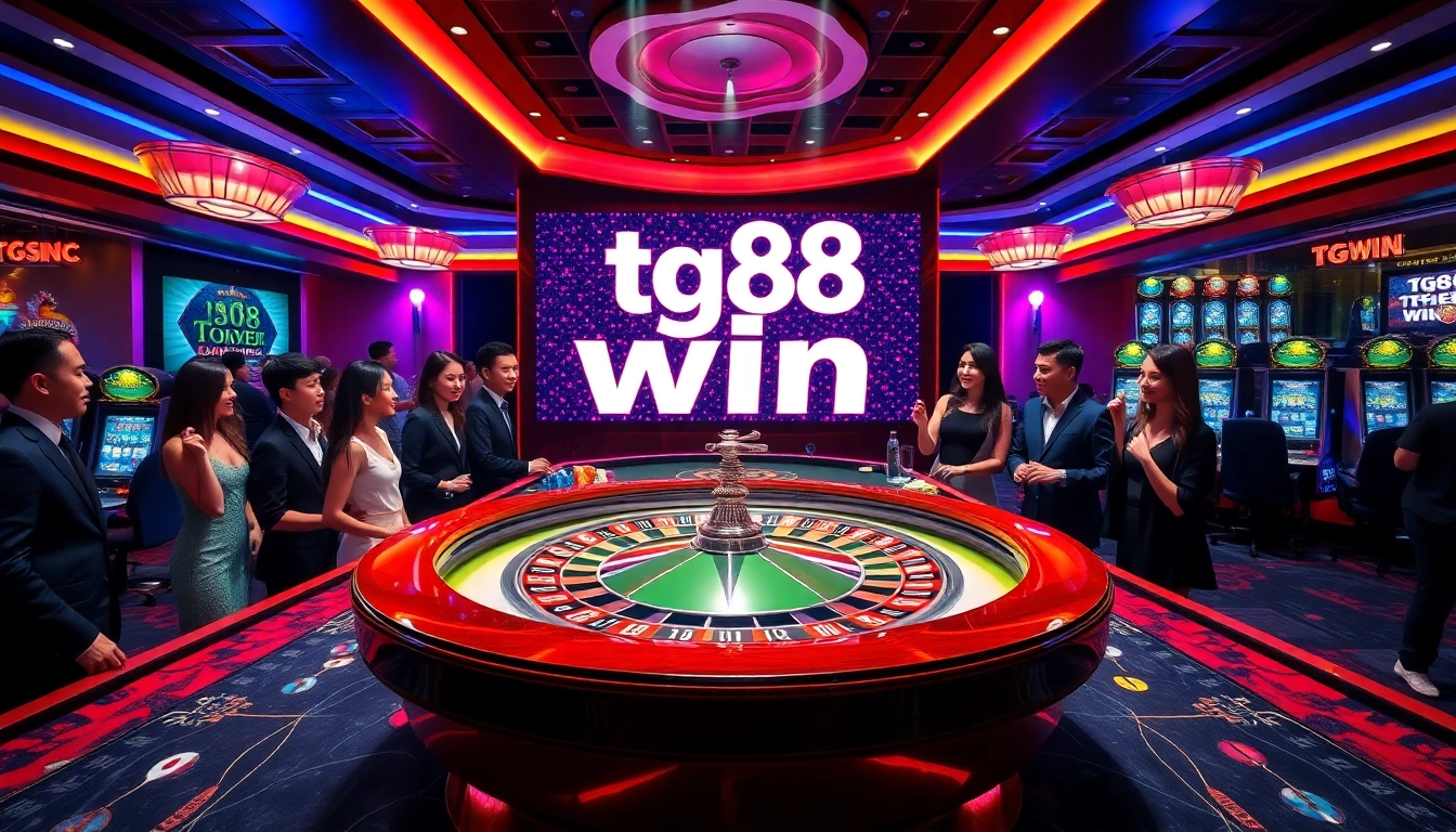 Experience the thrill of tg88 win at a luxurious casino table with players, chips, and excitement.