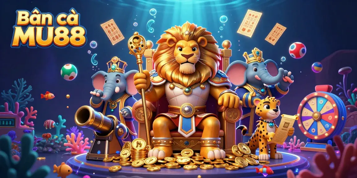 Shoot fish to win rewards with Bắn cá MU88 in a vibrant underwater scene filled with colorful game elements.