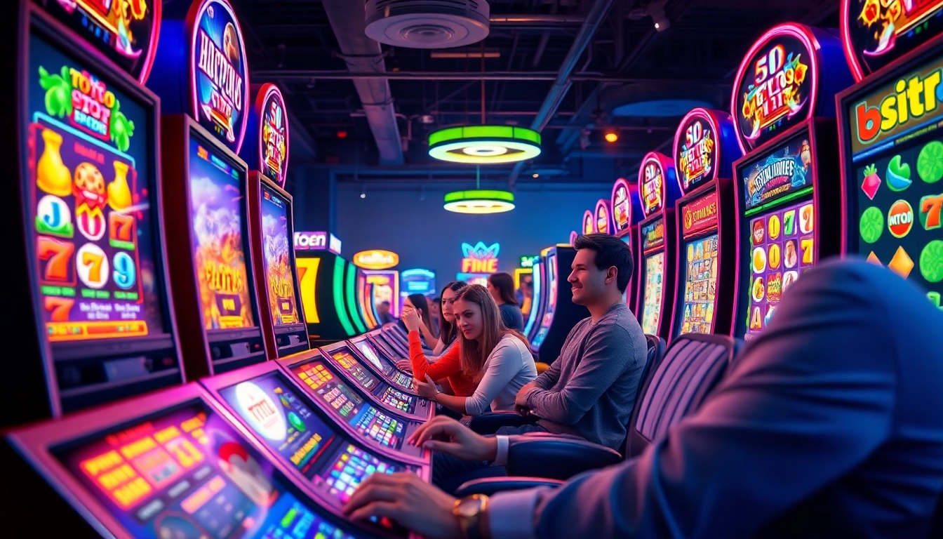 Exciting asupantoto gaming environment showcasing players engaging with slot games and betting interfaces.