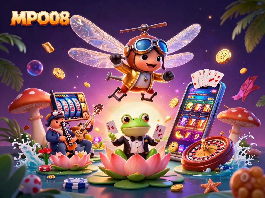 Experience MPO08 with engaging games, vibrant slot mechanics, and lively casino characters in action.