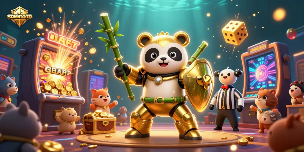 SOMATOTO's thrilling jackpot scene featuring a golden panda and a vibrant slot machine