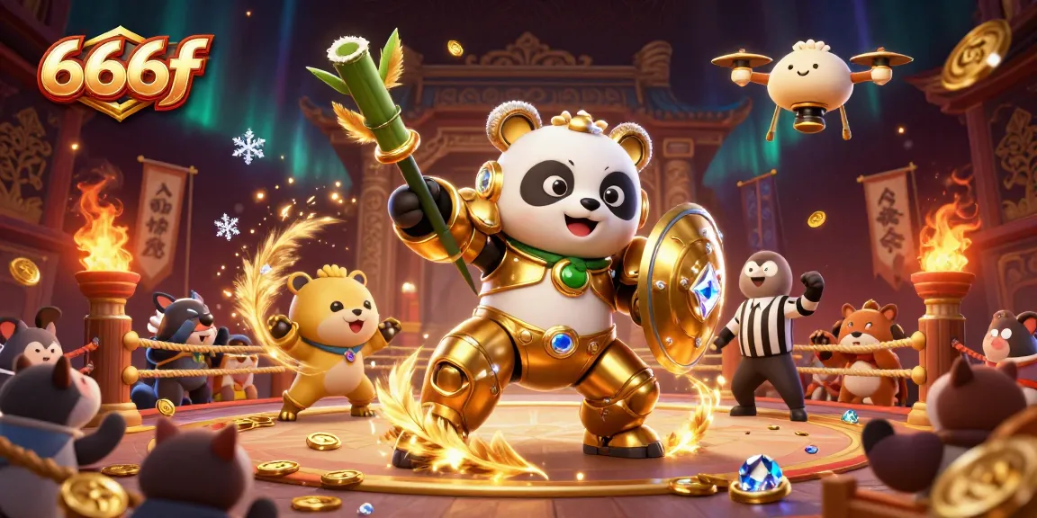 Engage with thrilling 666f gameplay featuring a mech-suit panda in an energetic arena.
