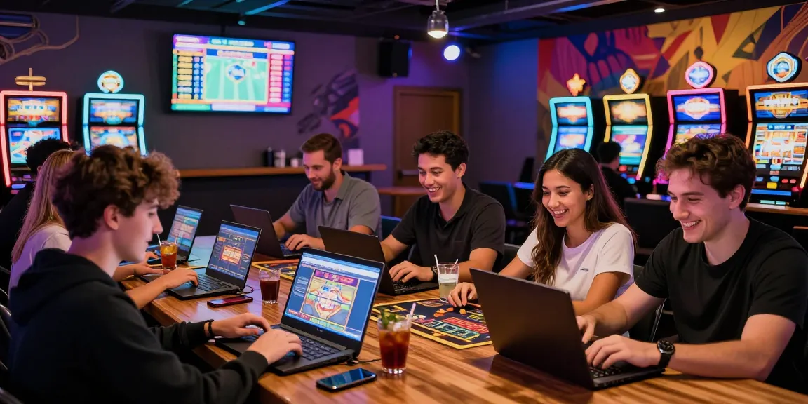 Engaged players enjoying the Seributoto online gaming experience in a vibrant lounge.