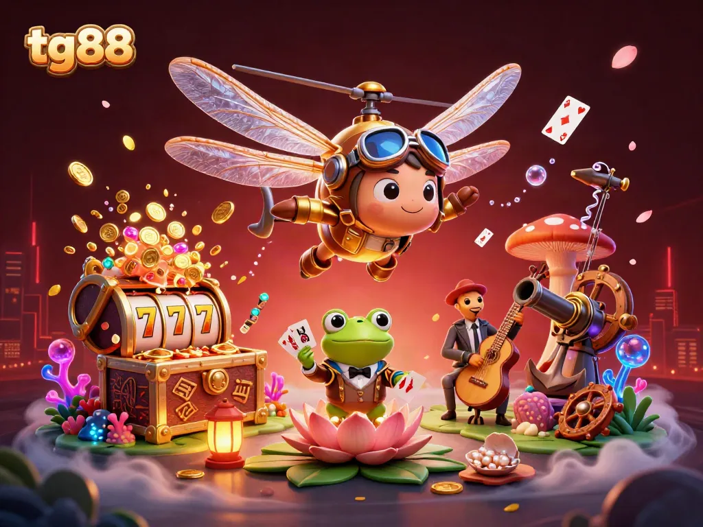 Experience the excitement of tg88 at a vibrant lily pad casino with unique characters and dynamic gaming elements.