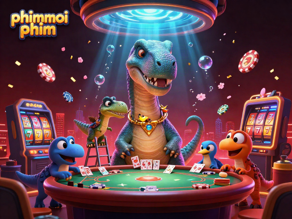 Experience phimmoi phim at a vibrant casino with animated characters and dynamic gaming elements.