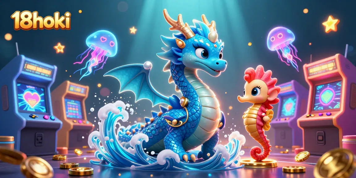 Experience the excitement of 18hoki with engaging gameplay, featuring vibrant dragons and neon elements.