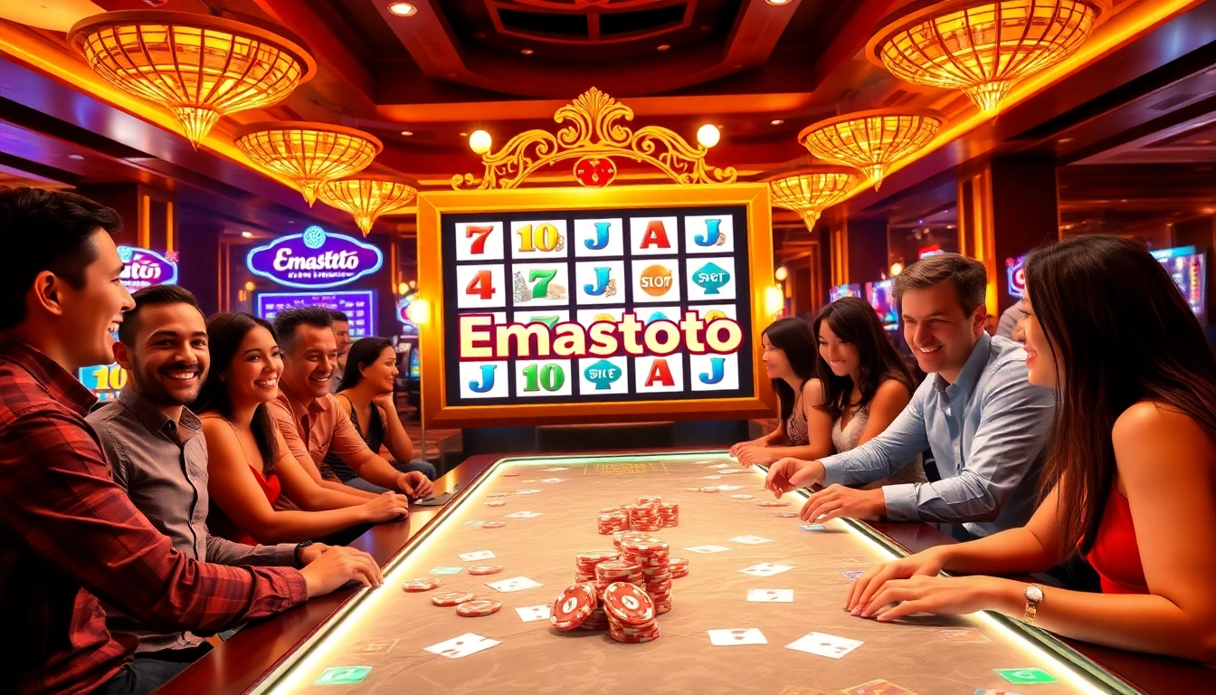 Pemain yang menang di mesin slot Emastoto, menampilkan kegembiraan dan permainan profesional.