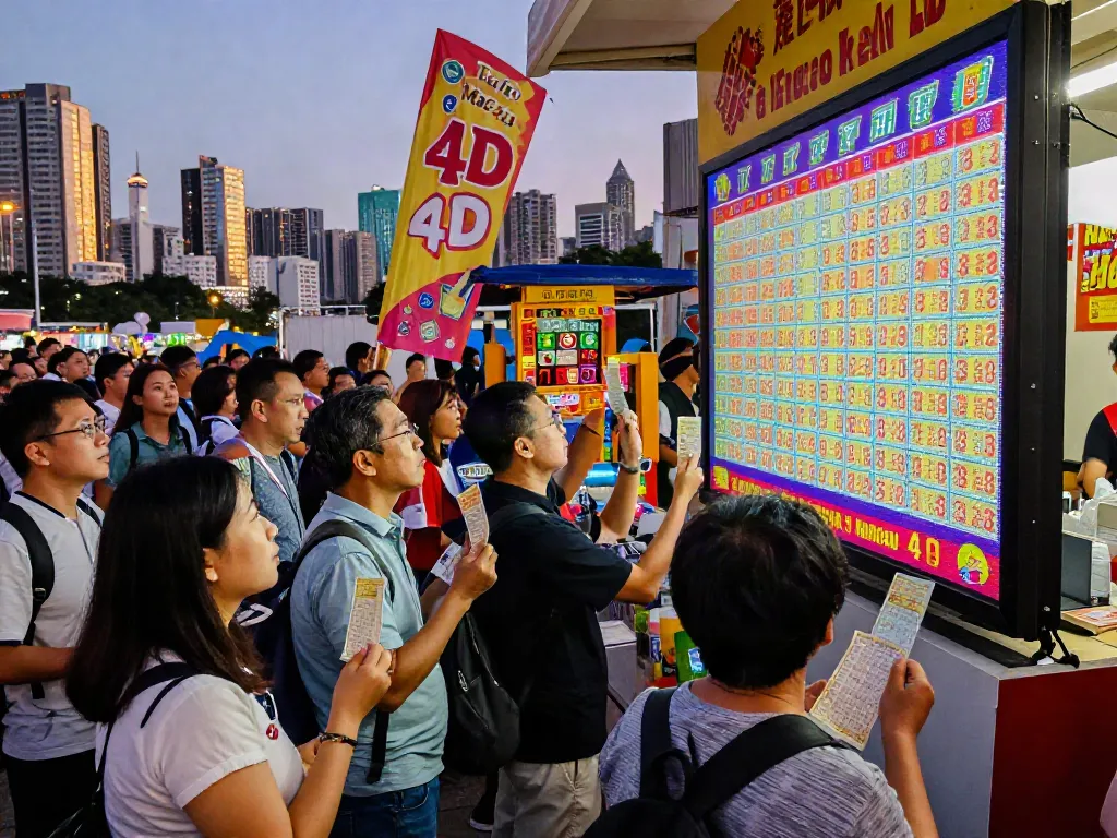 Pengumuman hasil Data Macau terbaru di venue perkotaan, suasana penuh semangat dan antusiasme.