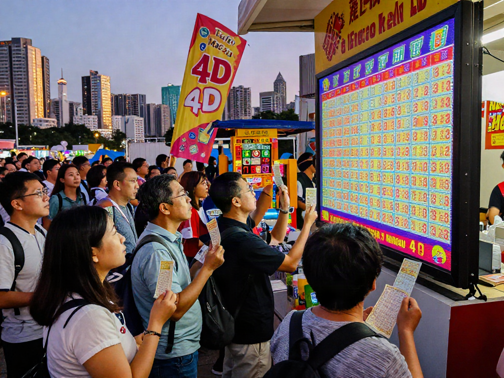 Pengumuman hasil Data Macau terbaru di venue perkotaan, suasana penuh semangat dan antusiasme.