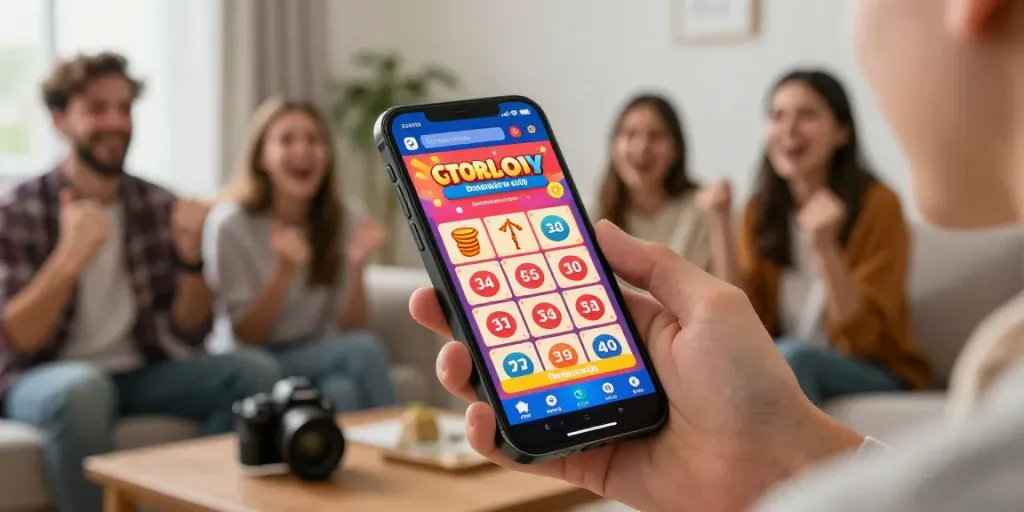 Pengguna cirebontoto bermain togel online di ponsel dalam suasana santai dan ceria.