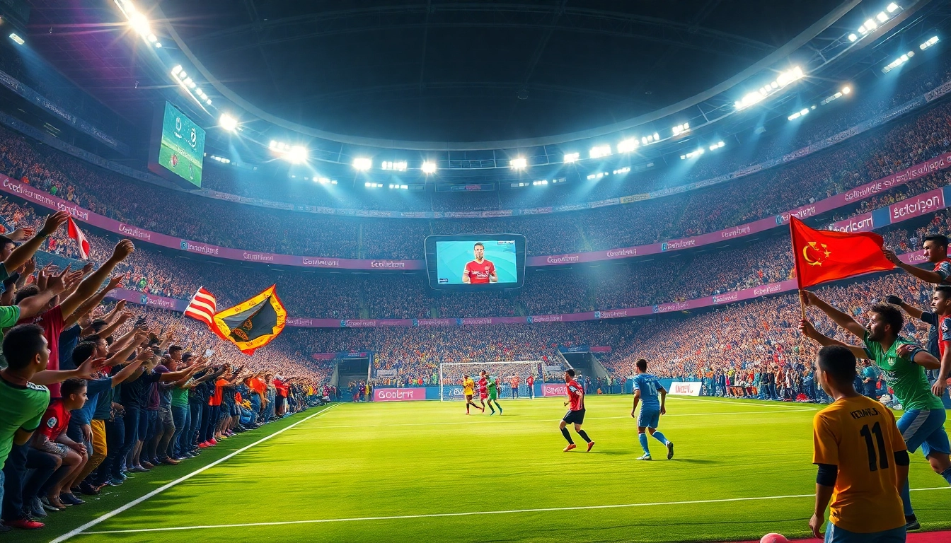 Crowd excitement during a live soccer match streaming at https://socolive.spot/, featuring vibrant stadium atmosphere.