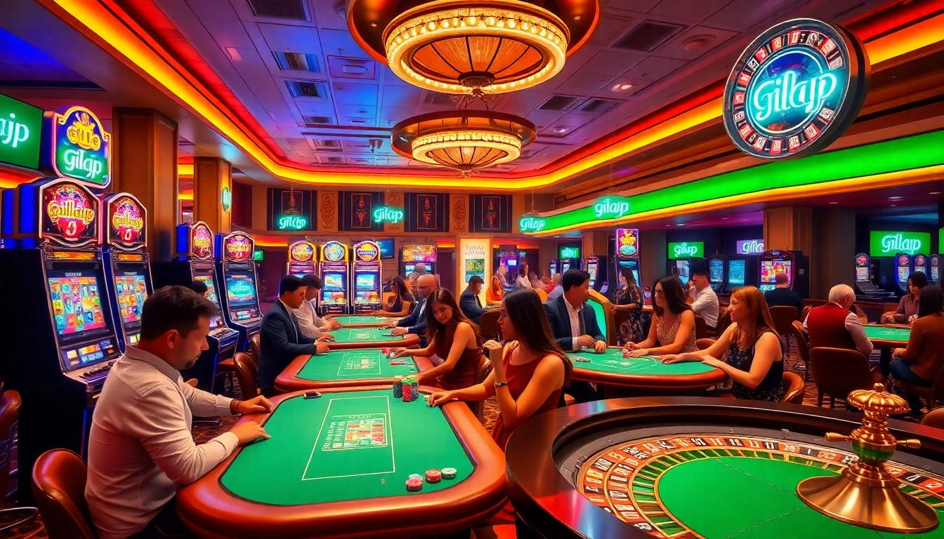 Engage with thrilling casino action showcasing 'gilajp' through vibrant games and players.