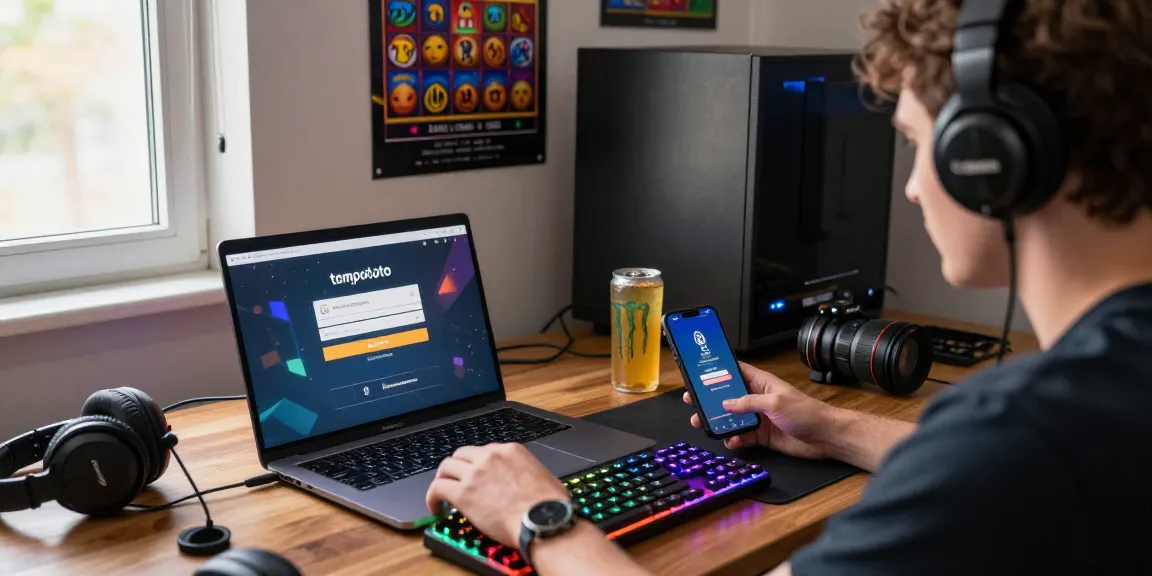 Engaging gaming experience with tempototo login interface, player immersed in thrilling online casino atmosphere.