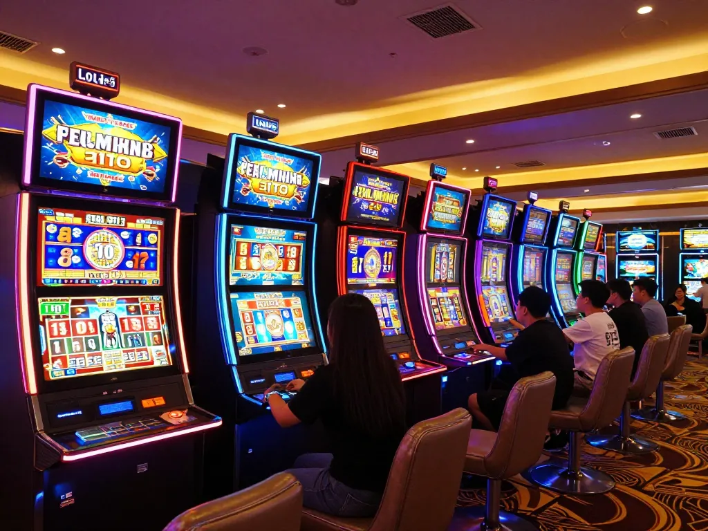 Engaging casino scene showcasing players enjoying NEGO77 slots, celebrating wins in vibrant atmosphere.
