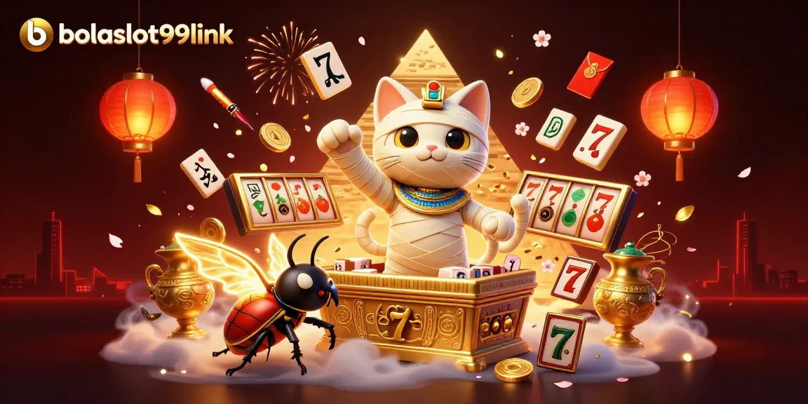 Experience exhilarating thrills at bolaslot99link with the lively Egyptian mummy cat and glowing elements.