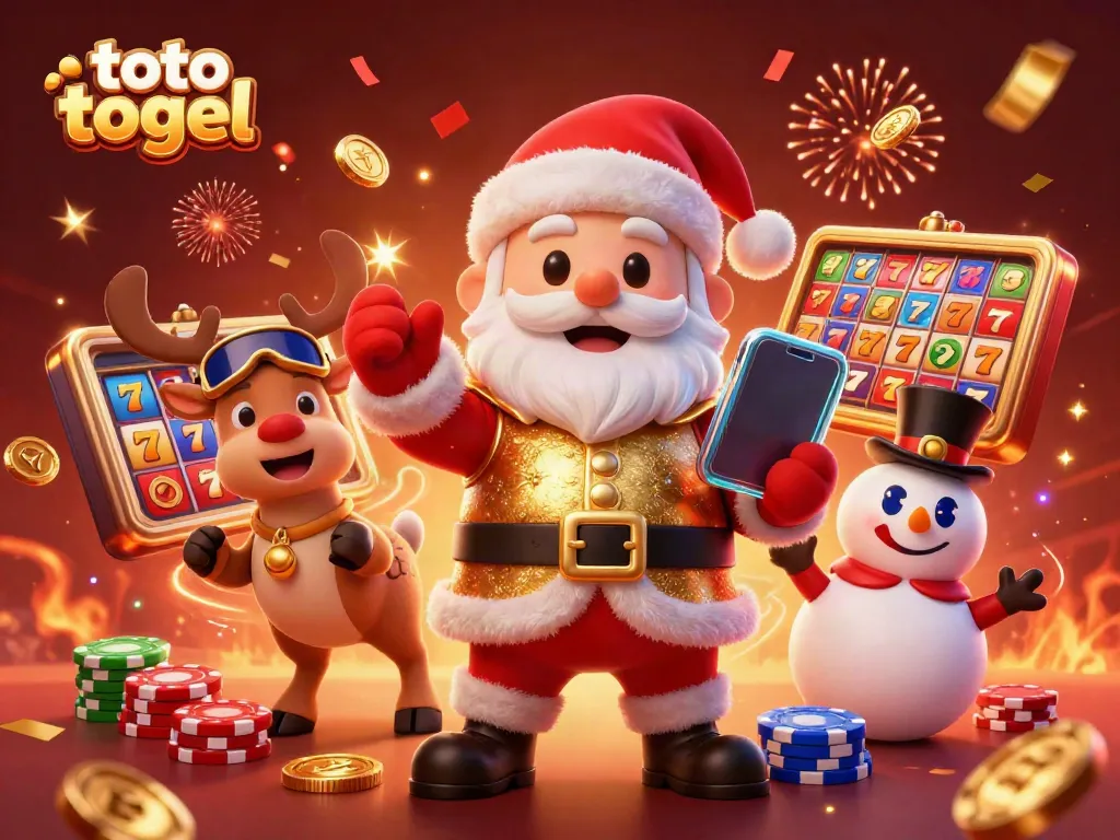 Experience thrilling jackpots with Santa, his reindeer, and snowman in an exciting toto togel scene.
