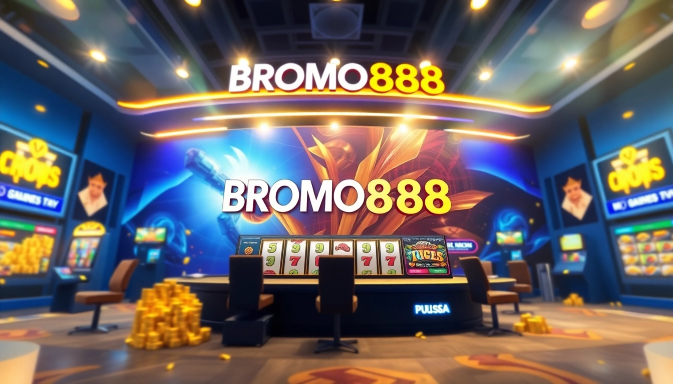 BROMO888 online gaming platform with vibrant slot games and Pulsa payment options.