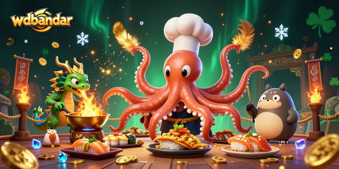 Engage in thrilling wdbandar adventures as a sushi chef octopus prepares gourmet dishes in a bustling casino