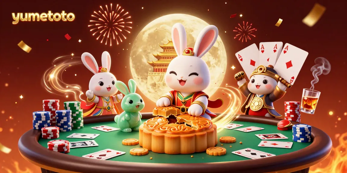 Experience immersive gaming with Yumetoto, where a moon rabbit reveals poker chips in a vibrant casino setting.