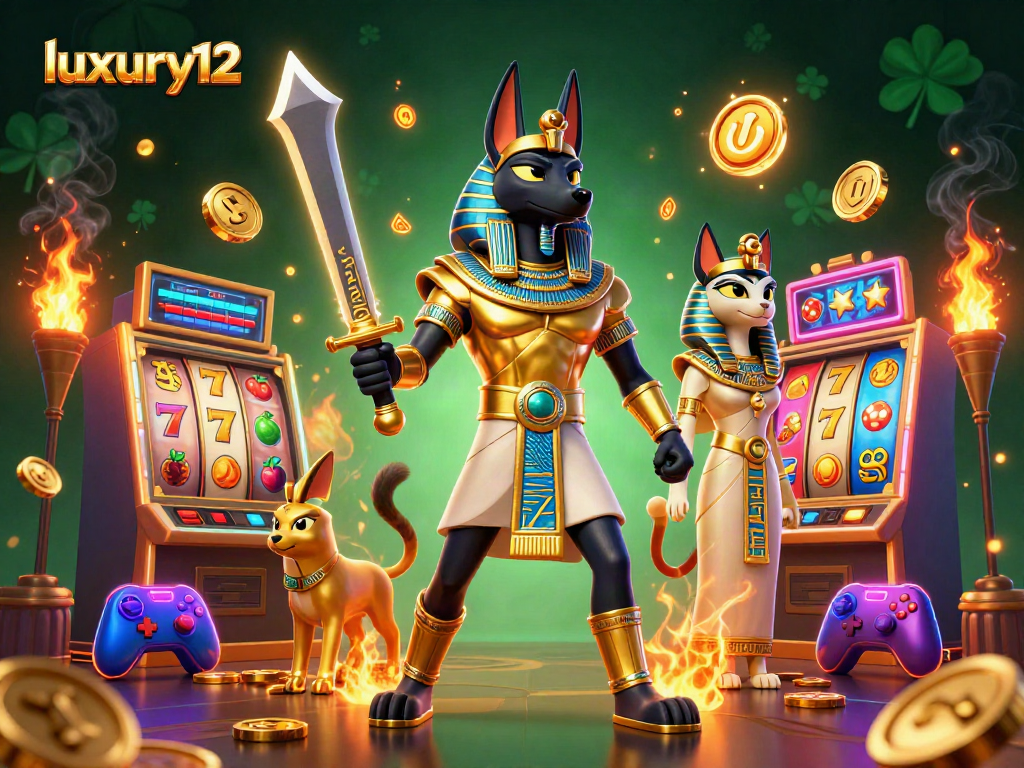 Engage in thrilling slot gameplay with luxury12 as Anubis and Bastet bring luck and excitement to the casino experience.
