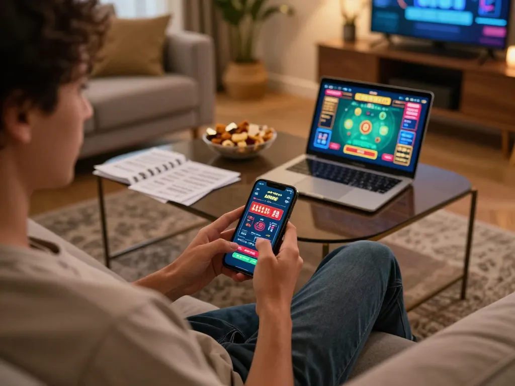 Engaging with the MPO08 Link casino app for strategic online gambling on a mobile device.