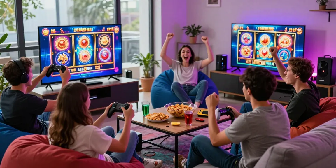 situs slot raffi ahmad gaming gathering with friends in a lively living room