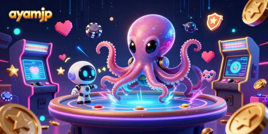 Experience thrilling gameplay at AYAMJP with an alien octopus and poker action.