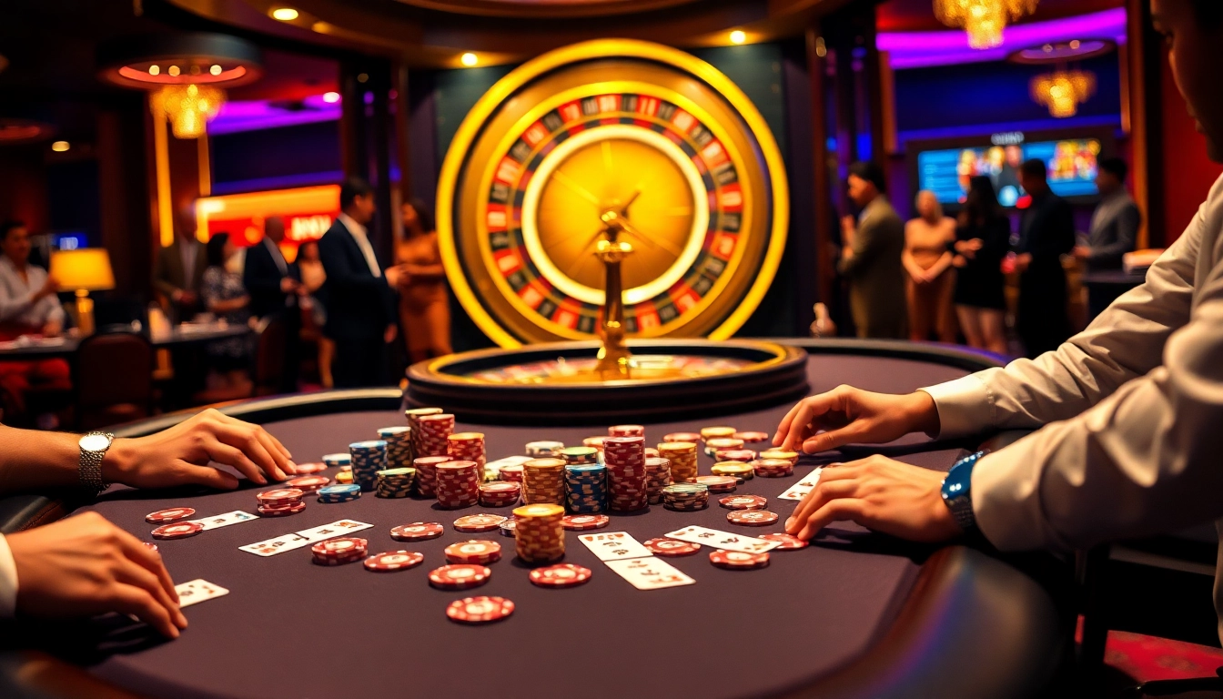 Experience the thrill of SC88 at a vibrant casino table with poker action.