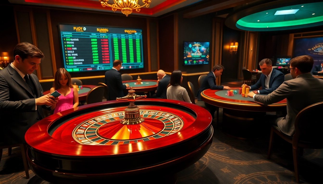 Players enjoying an exciting roulette game at nhà cái 789p, capturing the thrill of casino gambling.