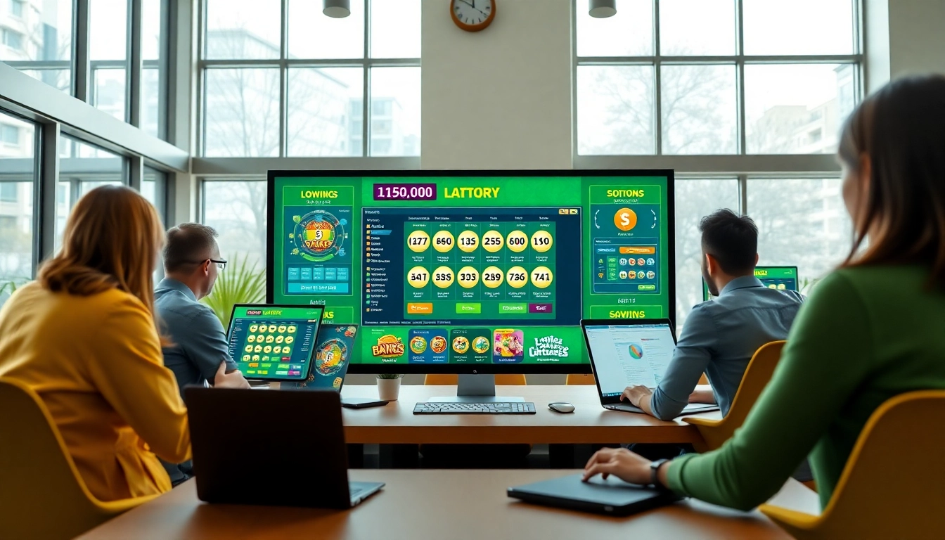 Menggambarkan suasana situs togel online di berbagai perangkat dengan pengunjung yang antusias.