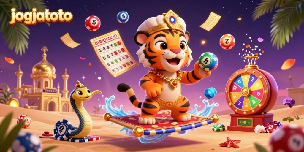Experience the thrill of jogjatoto with vibrant games and dynamic elements in a colorful casino scene.