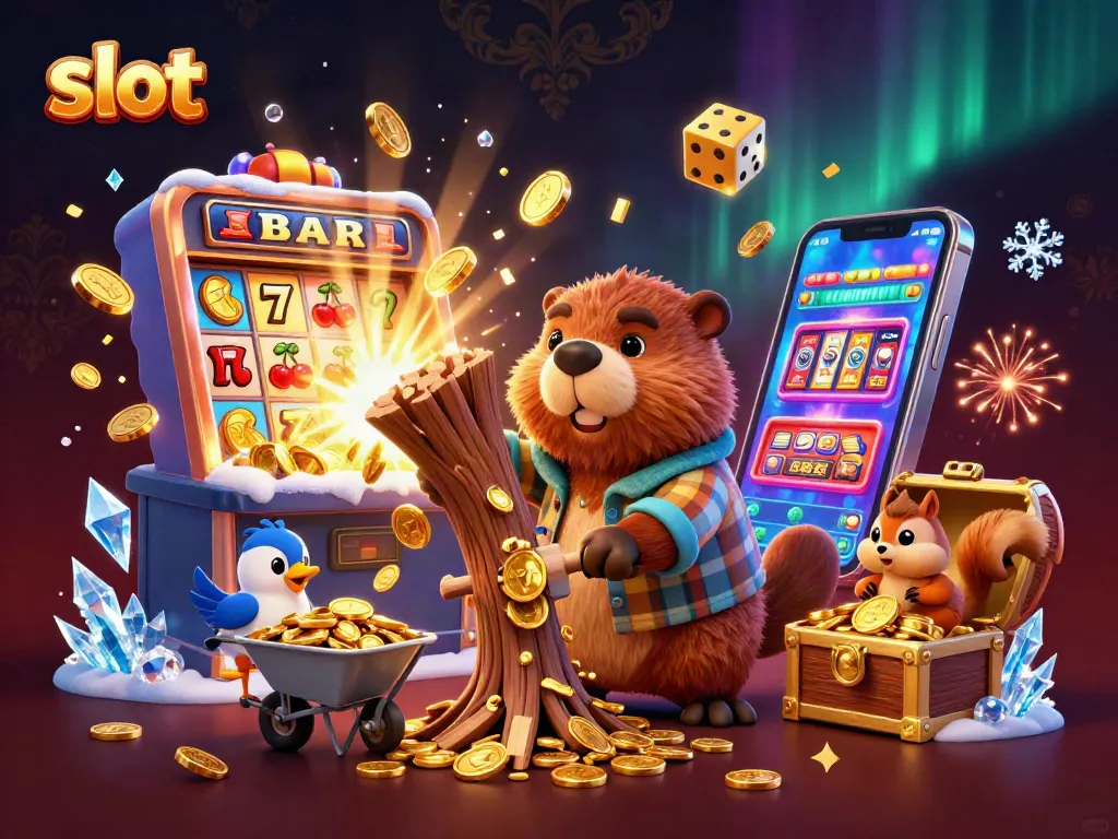 Slot menyenangkan dengan karakter beruang pemecah rekor emas dan mesin slot.