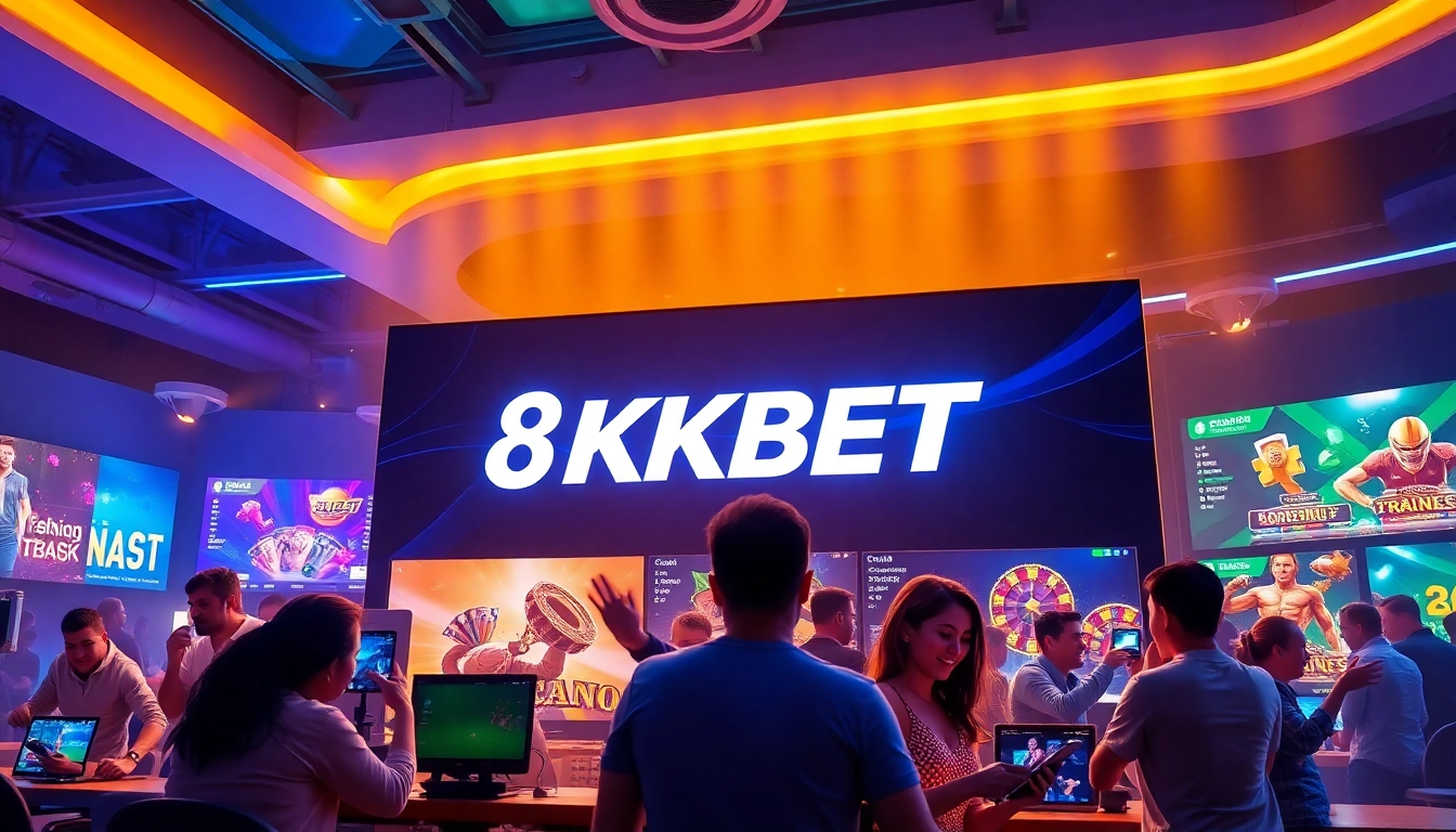 Engaging digital platform showcasing 8KBET online gaming experience, with users enjoying various betting options.