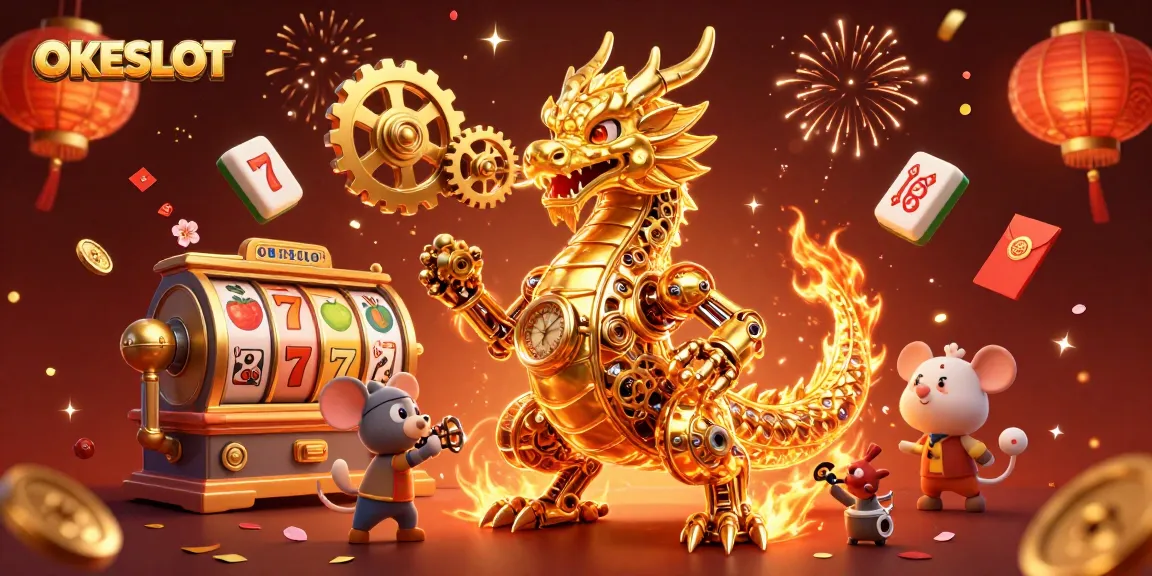 Menangkan permainan slot di OKESLOT dengan elemen emas dan keberuntungan yang bersinar.