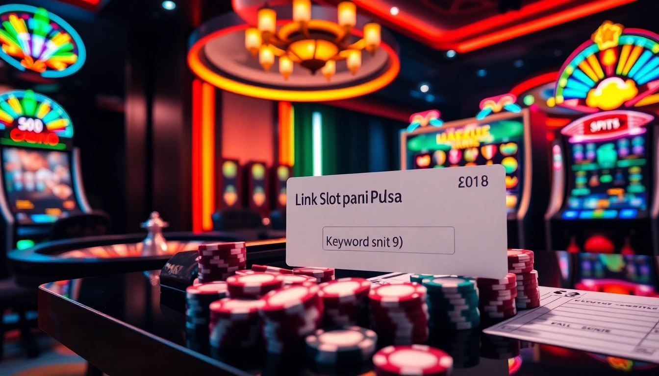 Experience link slot pakai pulsa with vibrant visuals of online casinos and engaging slot machines.